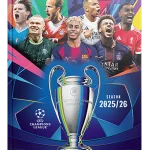 Album Topps UEFA Champions League 2025/2026, 76 pagini, set cu 3 pachete, hardcover